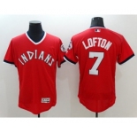 Men Cleveland Indians #7 Kenny Lofton Majestic Red Flexbase Authentic Collection Cooperstown Jersey