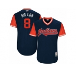 Men's 2017 Little League World Series Indians #8 Lonnie Chisenhall Big Lon Navy Jersey
