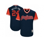 Men's 2017 Little League World Series Indians Andrew Miller #24 Miller Time Navy Jersey