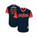 Men's 2017 Little League World Series Indians Carlos Carrasco #59 Cookie Navy Jersey