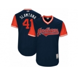 Men's 2017 Little League World Series Indians Carlos Santana #41 Slamtana Navy Jersey
