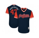 Men's 2017 Little League World Series Indians Trevor Bauer #47 Bauer Outage Navy Jersey
