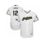 Men's Cleveland Indians #12 Francisco Lindor White Flexbase Authentic Collection Memorial Day Stitched MLB Jersey