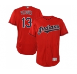 Men's Cleveland Indians #13 Omar Vizquel Scarlet Alternate Flex Base Authentic Collection Baseball Jersey
