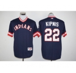 Men's Cleveland Indians #22 Jason Kipnis Majestic Navy Blue Authentic 1976 Turn Back the Clock Player Jersey