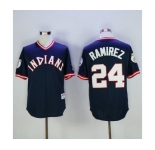 Men's Cleveland Indians #24 Manny Ramirez Majestic Navy Authentic 1976 Turn Back the Clock Player Jersey