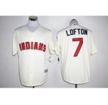Men's Cleveland Indians #7 Kenny Lofton Majestic Cream Official Cool Base Player Jersey