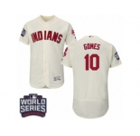 Men's Majestic Cleveland Indians #10 Yan Gomes Cream 2016 World Series Bound Flexbase Authentic Collection MLB Jersey