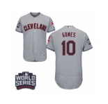Men's Majestic Cleveland Indians #10 Yan Gomes Grey 2016 World Series Bound Flexbase Authentic Collection MLB Jersey