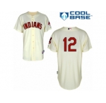 Men's Majestic Cleveland Indians #12 Francisco Lindor Authentic Cream Alternate 2 Cool Base MLB Jersey