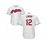 Men's Majestic Cleveland Indians #12 Francisco Lindor Authentic White Home Cool Base MLB Jersey