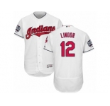 Men's Majestic Cleveland Indians #12 Francisco Lindor White 2016 World Series Bound Flexbase Authentic Collection MLB Jersey