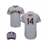Men's Majestic Cleveland Indians #14 Larry Doby Grey 2016 World Series Bound Flexbase Authentic Collection MLB Jersey