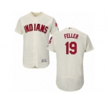 Men's Majestic Cleveland Indians #19 Bob Feller Cream Flexbase Authentic Collection MLB Jersey
