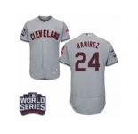 Men's Majestic Cleveland Indians #24 Manny Ramirez Grey 2016 World Series Bound Flexbase Authentic Collection MLB Jersey