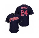 Men's Majestic Cleveland Indians #24 Manny Ramirez Replica Navy Blue Alternate 1 Cool Base MLB Jersey