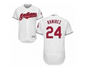Men's Majestic Cleveland Indians #24 Manny Ramirez White Flexbase Authentic Collection MLB Jersey