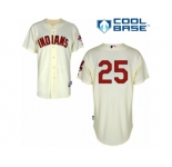 Men's Majestic Cleveland Indians #25 Jim Thome Authentic Cream Alternate 2 Cool Base MLB Jersey