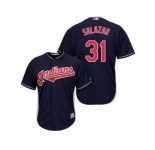 Men's Majestic Cleveland Indians #31 Danny Salazar Authentic Navy Blue Alternate 1 Cool Base MLB Jersey