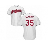 Men's Majestic Cleveland Indians #35 Abraham Almonte Authentic White Home Cool Base MLB Jersey