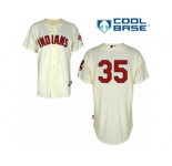 Men's Majestic Cleveland Indians #35 Abraham Almonte Replica Cream Alternate 2 Cool Base MLB Jersey