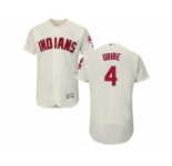Men's Majestic Cleveland Indians #4 Juan Uribe Cream Flexbase Authentic Collection MLB Jersey