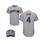 Men's Majestic Cleveland Indians #4 Juan Uribe Grey 2016 World Series Bound Flexbase Authentic Collection MLB Jersey