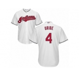 Men's Majestic Cleveland Indians #4 Juan Uribe Replica White Home Cool Base MLB Jersey