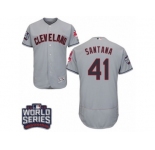 Men's Majestic Cleveland Indians #41 Carlos Santana Grey 2016 World Series Bound Flexbase Authentic Collection MLB Jersey