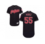 Men's Majestic Cleveland Indians #55 Roberto Perez Navy Blue Flexbase Authentic Collection MLB Jersey