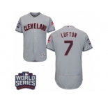 Men's Majestic Cleveland Indians #7 Kenny Lofton Grey 2016 World Series Bound Flexbase Authentic Collection MLB Jersey