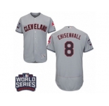 Men's Majestic Cleveland Indians #8 Lonnie Chisenhall Grey 2016 World Series Bound Flexbase Authentic Collection MLB Jersey