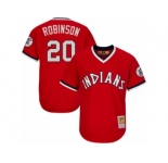 Men's Mitchell and Ness Cleveland Indians #20 Eddie Robinson Authentic Red Throwback MLB Jersey