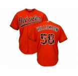 Baltimore Orioles #58 Jeremy Hellickson Authentic Orange Team Logo Fashion Cool Base MLB Jersey