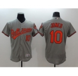 Men Baltimore Orioles #10 Adam Jones Majestic Gray Flexbase Authentic Collection Player Jersey