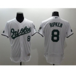 Men Baltimore Orioles #8 Cal Ripken Majestic White Green Flexbase Authentic Collection Player Jersey