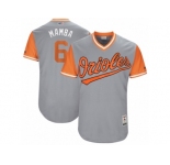 Men's 2017 Little League World Series Orioles Jonathan Schoop #6 Mamba Gray Jersey