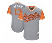 Men's 2017 Little League World Series Orioles Manny Machado #13 Mr. Miami Gray Jersey