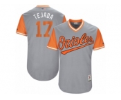Men's 2017 Little League World Series Orioles Ruben Tejada #17 Tejada Gray Jersey