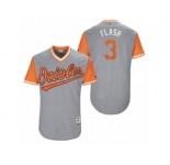 Men's 2017 Little League World Series Orioles Ryan Flaherty #3 Flash Gray Jersey