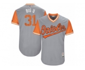 Men's 2017 Little League World Series Orioles Ubaldo Jimenez #31 Big U Gray Jersey