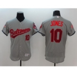 Men's Baltimore Orioles #10 Adam Jones Majestic Gray Fashion Stars & Stripes Flex Base Player Jersey