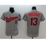 Men's Baltimore Orioles #13 Hanley Ramirez Majestic Gray Fashion Stars & Stripes Flex Base Player Jersey