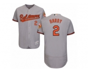Men's Majestic Baltimore Orioles #2 J.J. Hardy Grey Flexbase Authentic Collection MLB Jersey