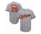 Men's Majestic Baltimore Orioles #29 Welington Castillo Replica Grey Road Cool Base MLB Jersey