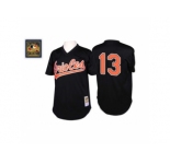 Men's Mitchell and Ness Baltimore Orioles #13 Manny Machado Replica Black Throwback MLB Jersey
