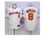 Mitchell And Ness 1989 Baltimore Orioles #8 Cal Ripken White Throwback Stitched MLB Jersey