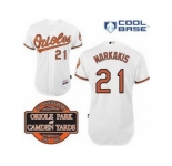 mlb jerseys baltimore orioles #21 markakis white cool base[20th anniversary patch]