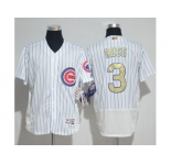 Chicago Cubs #3 David Ross White(Blue Strip) Flexbase Authentic 2017 Gold Program Stitched MLB Jersey