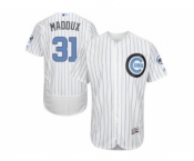 Chicago Cubs #31 Greg Maddux White(Blue Strip) Flexbase Authentic Collection 2016 Father's Day Stitched Baseball Jersey